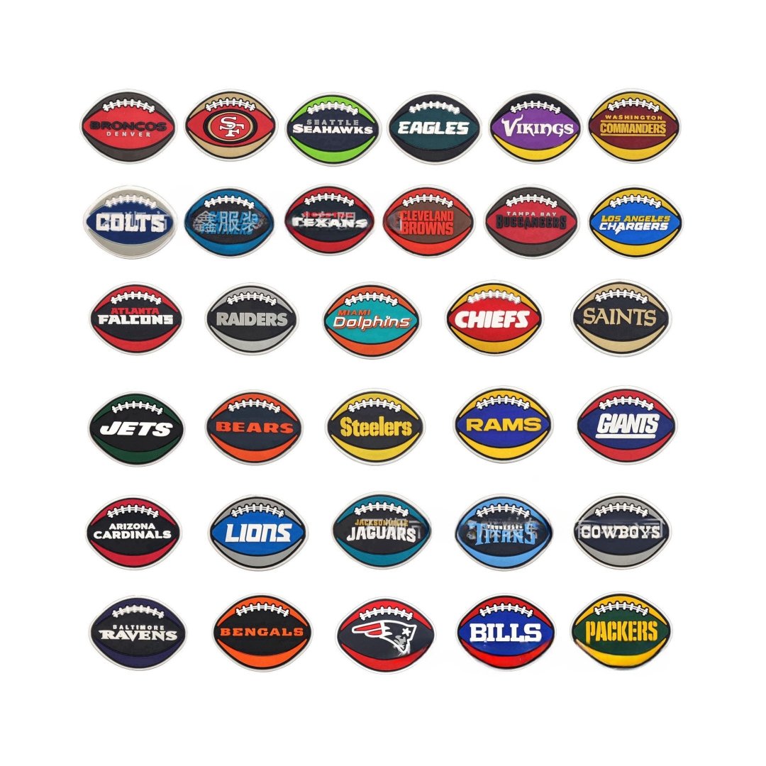 Contact us for 32 American Football Team nfl shoe charms American Football Jersey shoe decorations Charms Football Wholesale