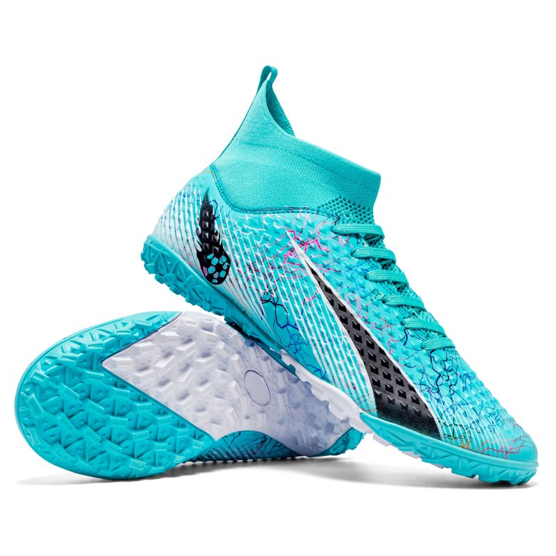 Men's Ultralight Soccer Shoes Non-Slip Flying Woven Football Boots with Retro round Toe Unisex Breathable Adult Cleats Futsal