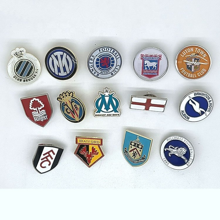 National World Soccer Football Team Logo Metal Lapel Pins Enamel Epoxy UV Print Custom Football Club Shoe Alloy Pins Badges