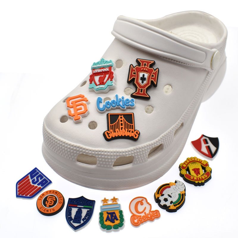 Custom 2024 Most Popular Pvc Shoe Charms Football Sports Teams Accessories European Cup Theme Clog Charms silicone charms