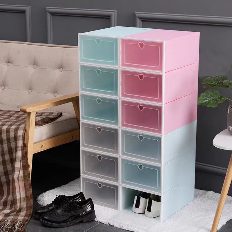 Factory Price Plastic Shoe Box Wholesale Foldable Stackable Sneaker Organizer High Heels Storage Rack Boots Bins Cheap Holder