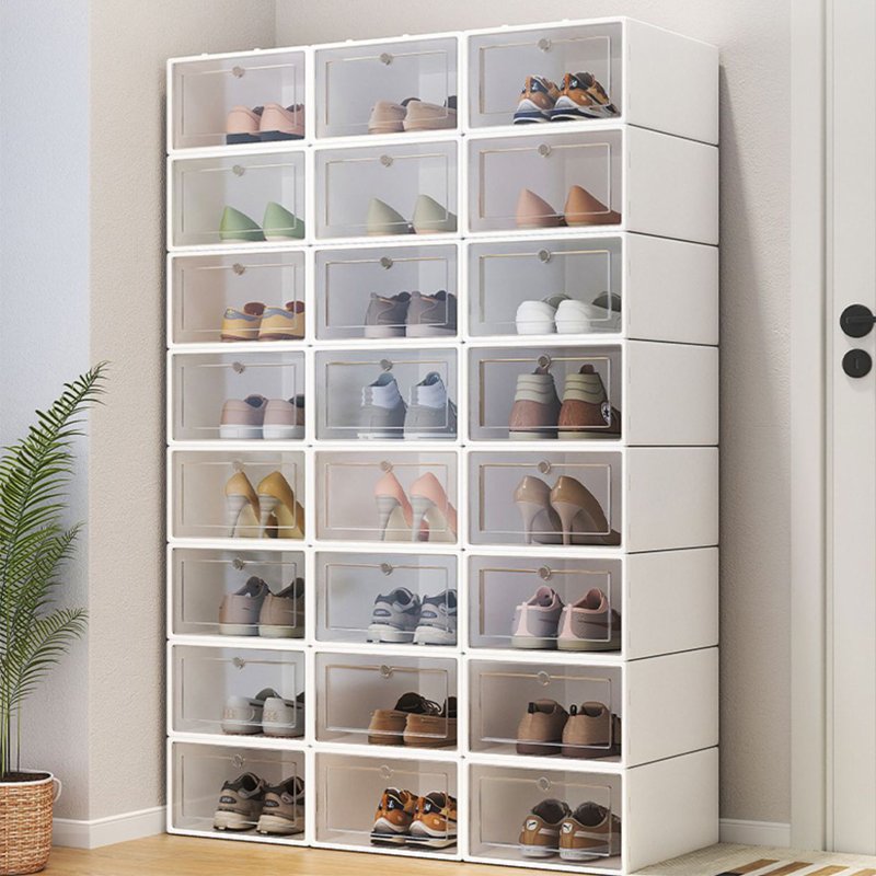 Factory Price Plastic Shoe Box Wholesale Foldable Stackable Sneaker Organizer High Heels Storage Rack Boots Bins Cheap Holder