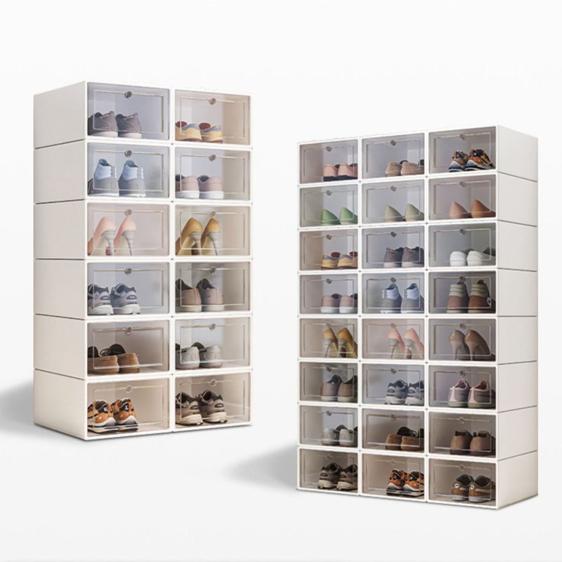 Factory Price Plastic Shoe Box Wholesale Foldable Stackable Sneaker Organizer High Heels Storage Rack Boots Bins Cheap Holder