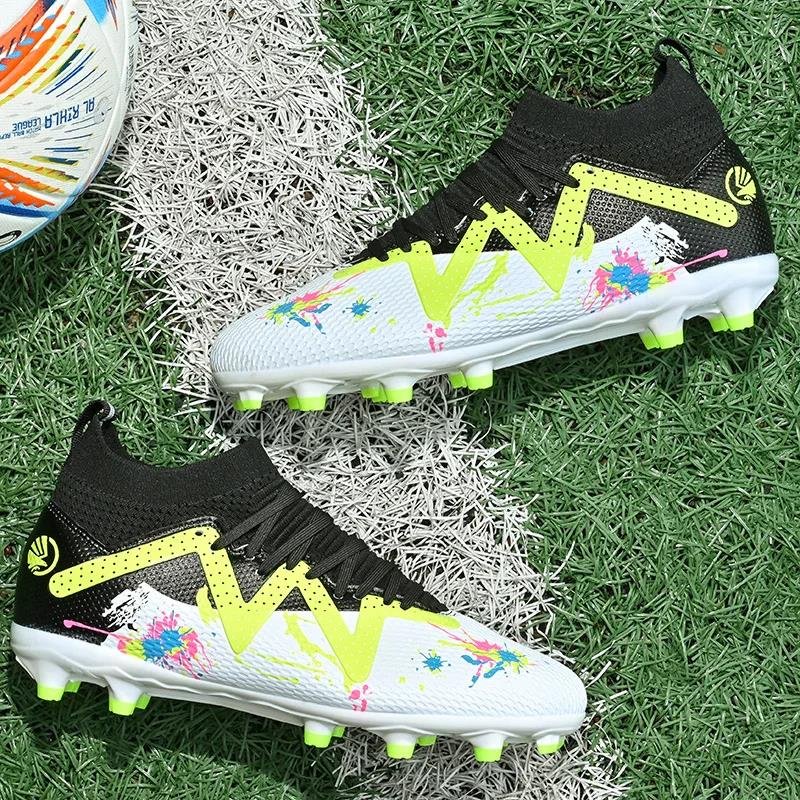 Men's Soccer Shoes Long Spike FG/TF Football Boots Breathe Football Shoes Children High Ankle Cleats Grass Soccer Sneakers New