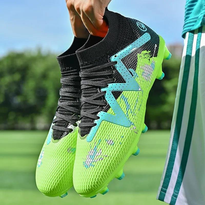 Men's Soccer Shoes Long Spike FG/TF Football Boots Breathe Football Shoes Children High Ankle Cleats Grass Soccer Sneakers New
