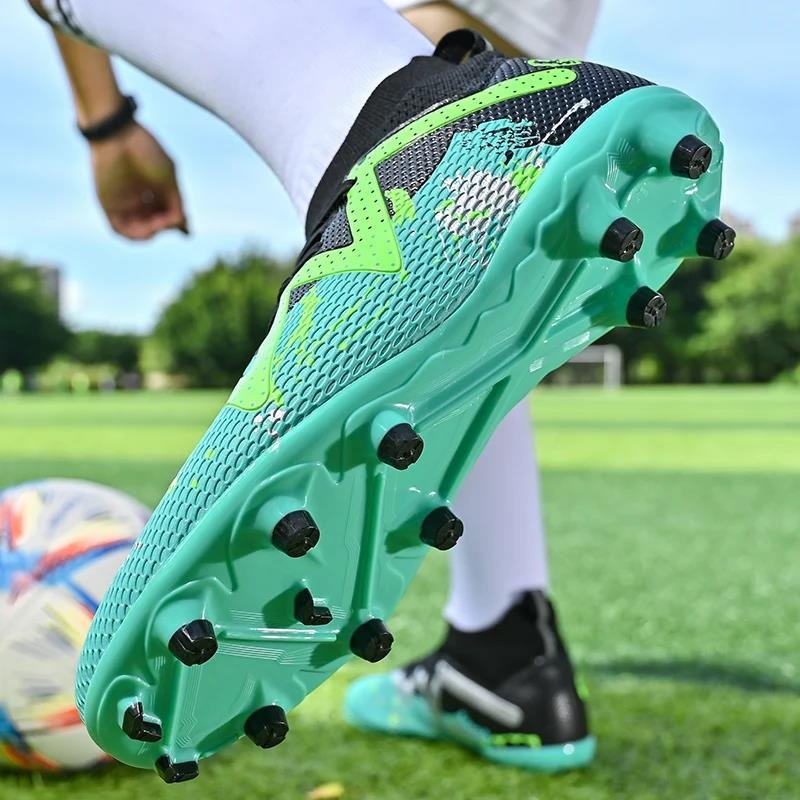 Men's Soccer Shoes Long Spike FG/TF Football Boots Breathe Football Shoes Children High Ankle Cleats Grass Soccer Sneakers New