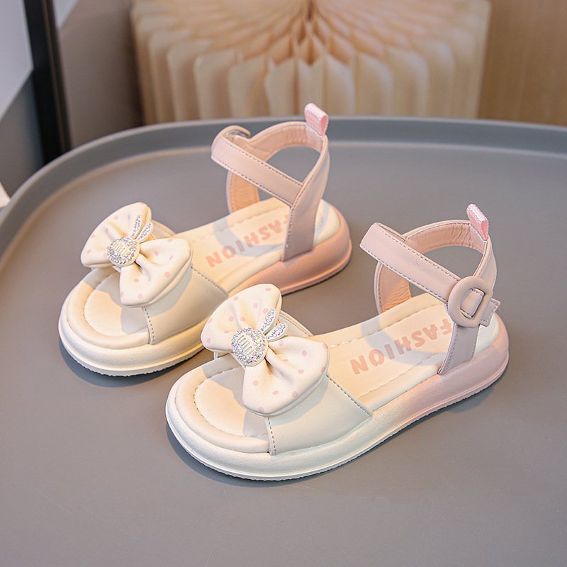Children's Sandals Girl 2024 New Summer Girl Fashion Princess Shoes Soft Sole Casual Beach Shoes Two tone Anti slip