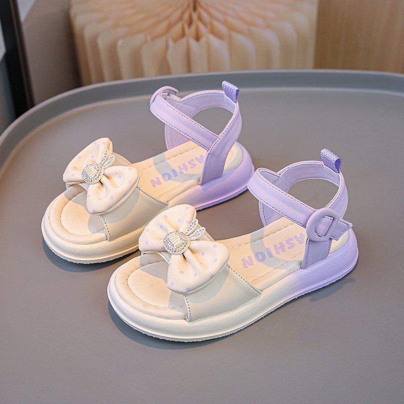 Children's Sandals Girl 2024 New Summer Girl Fashion Princess Shoes Soft Sole Casual Beach Shoes Two tone Anti slip
