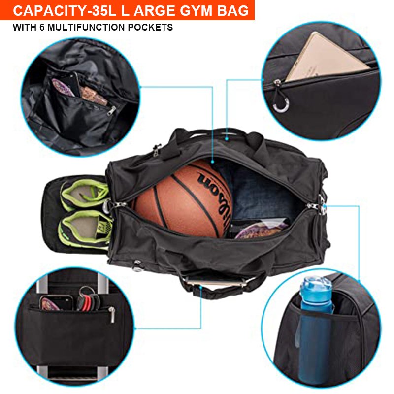 OEM custom logo gym duffel backpack men custom waterproof travel bag with shoes compartment fashion gym bag for women