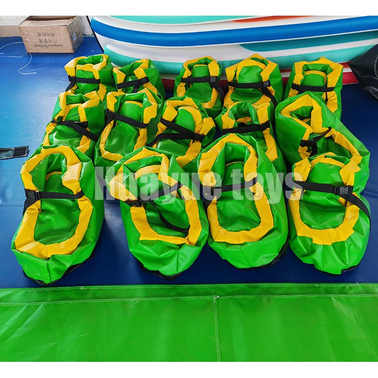 Factory Price Team Building Game Colourful PVC Soccer Shoes Sponge Giant Inflatable Shoe Big Football Shoes for kids and adults