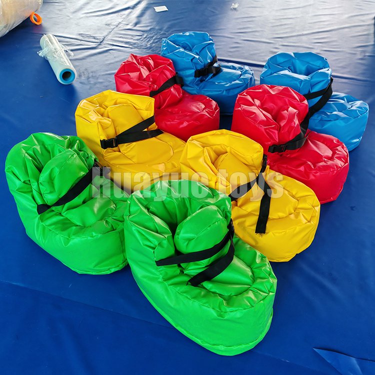 Factory Price Team Building Game Colourful PVC Soccer Shoes Sponge Giant Inflatable Shoe Big Football Shoes for kids and adults