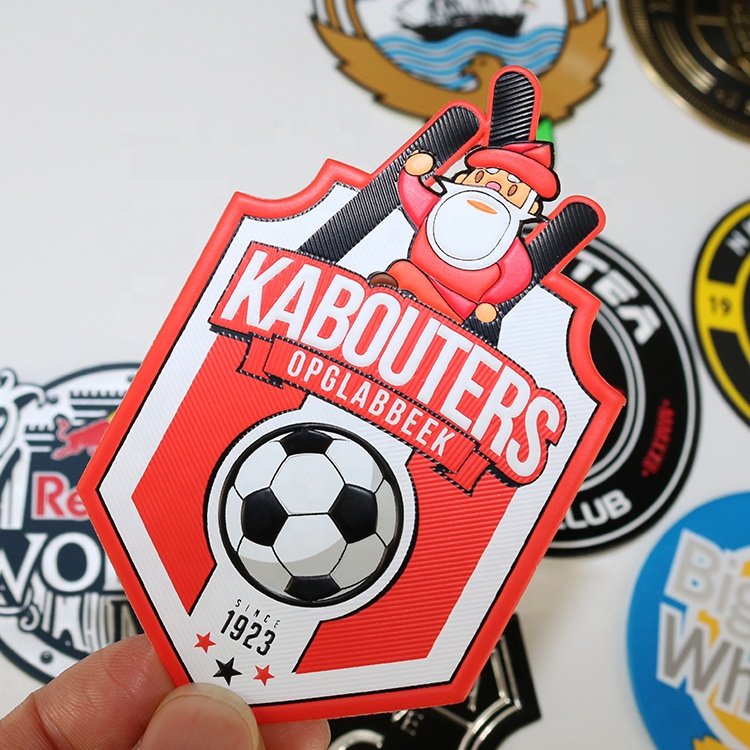 Silicone TPU Badges Wholesale Iron On Design Custom Sportswear Patches Tags with Embossed 3D Soccer Football Logo for Clothing