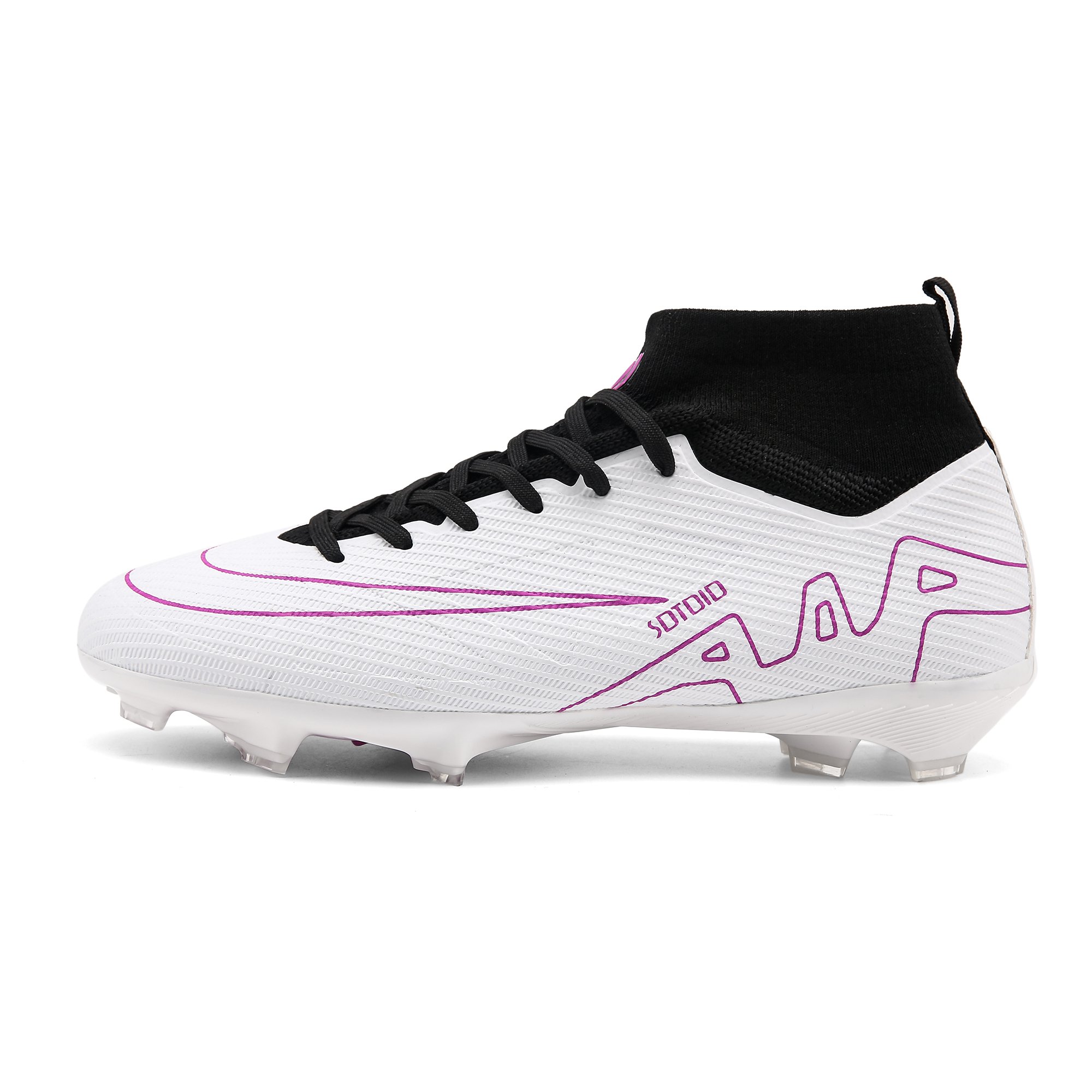 Custom Men's High-Tops Lace-Up Non-Slip Short Spikes Rubber Outsoles Indoor Firm Ground Turf Futsal Soccer Cleats Football Shoes