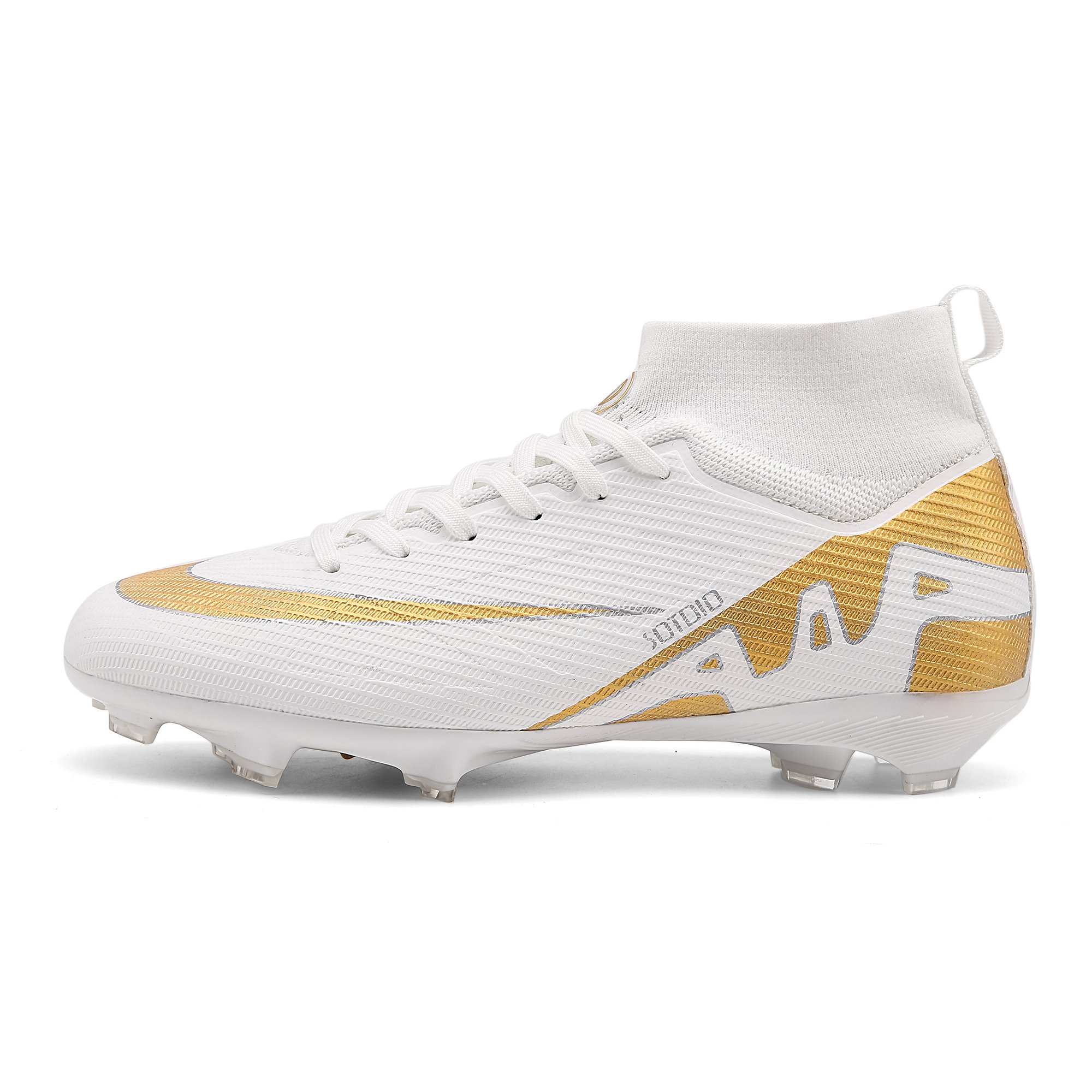 Custom Men's High-Tops Lace-Up Non-Slip Short Spikes Rubber Outsoles Indoor Firm Ground Turf Futsal Soccer Cleats Football Shoes
