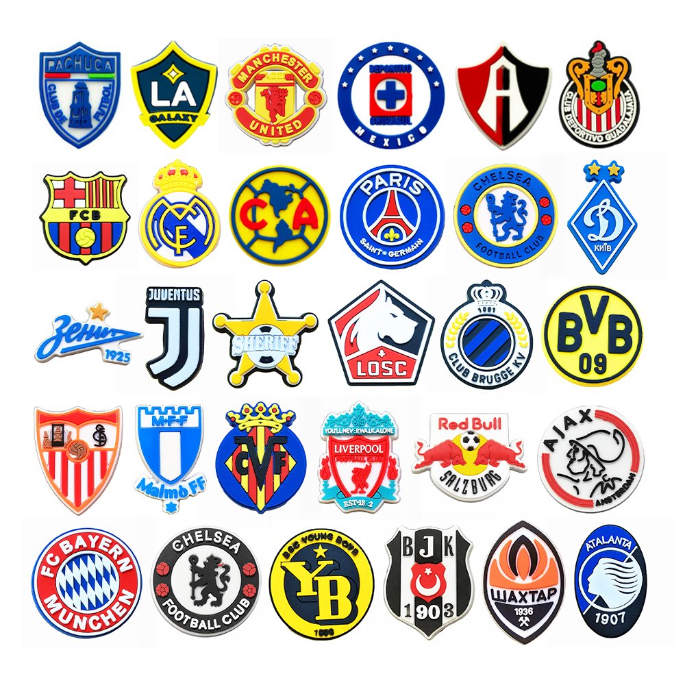 Hot Selling wholesale PVC shoe charms The Premier League football clubs clog charms World famous soccer teams shoes accessories