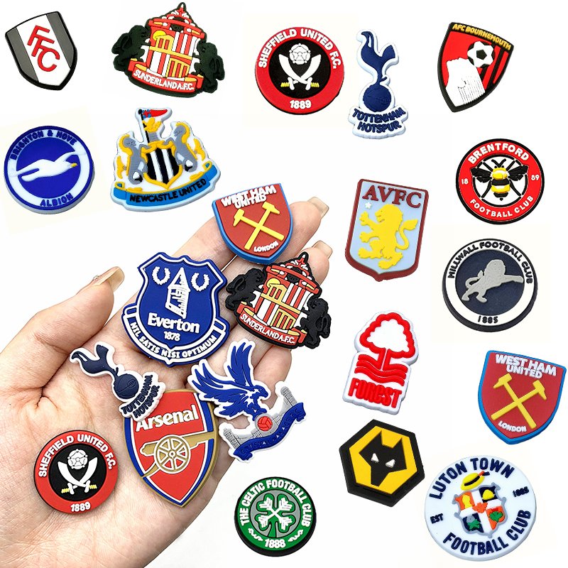 Hot Selling wholesale PVC shoe charms The Premier League football clubs clog charms World famous soccer teams shoes accessories