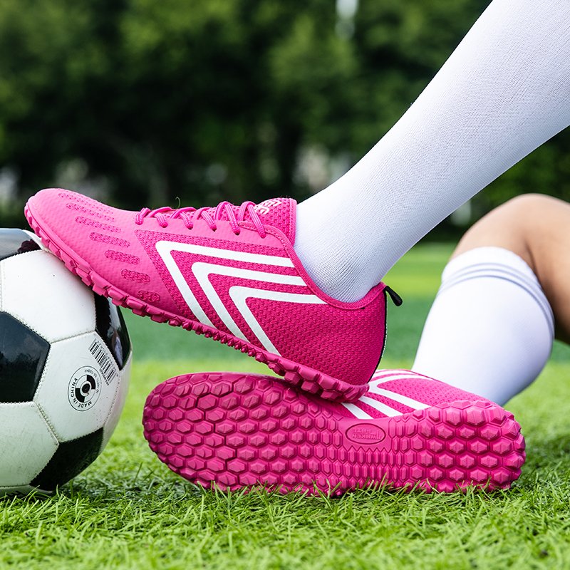 Cross-border Hot Sale High-top Sock Cuffs Leather Surface Spikes Broken Spikes Flat Training Black Female Soccer Shoes