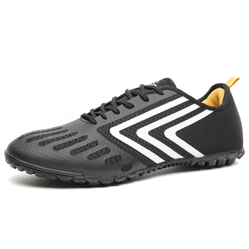 Cross-border Hot Sale High-top Sock Cuffs Leather Surface Spikes Broken Spikes Flat Training Black Female Soccer Shoes