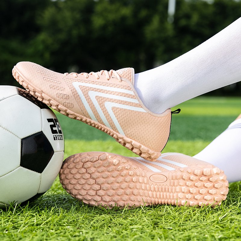 Cross-border Hot Sale High-top Sock Cuffs Leather Surface Spikes Broken Spikes Flat Training Black Female Soccer Shoes