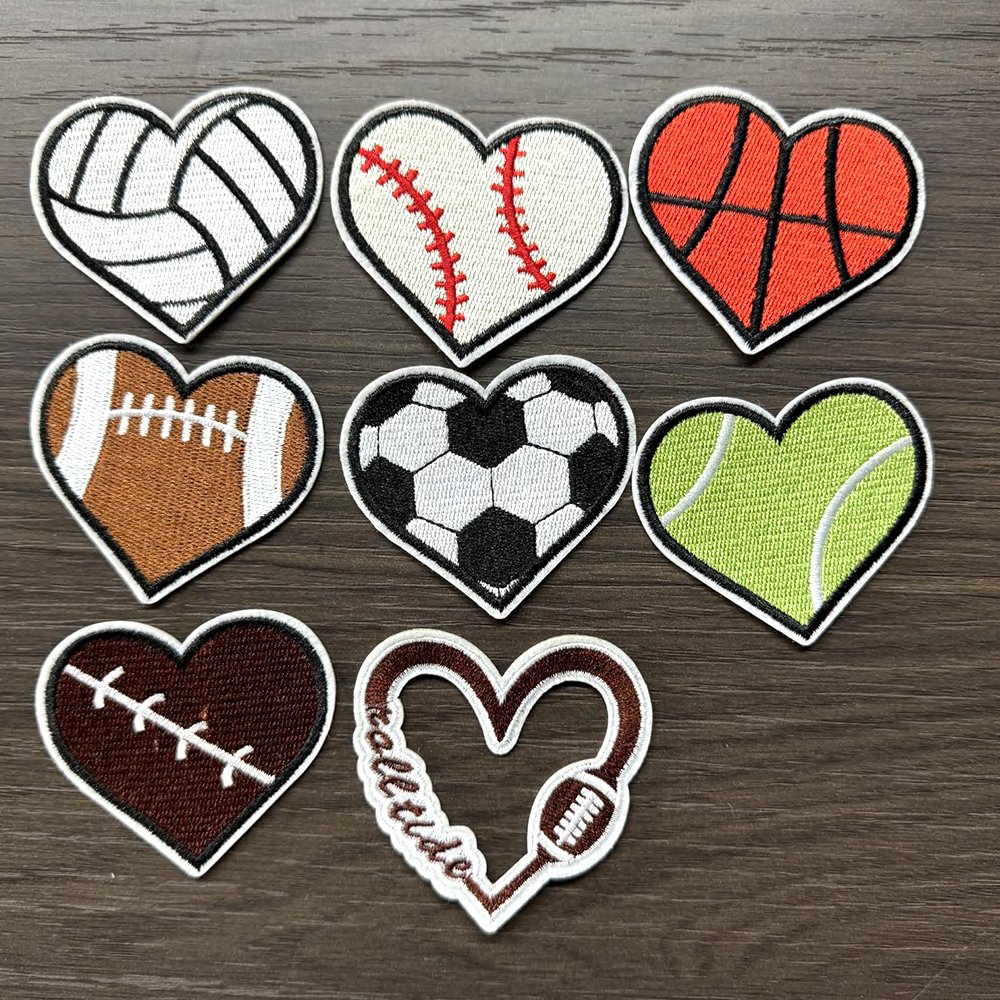 Wholesale Custom Sports nfl football Embroidery Clothes Chenille Patch Cartoon Sport Ball Iron On Embroidered Patches for Hats