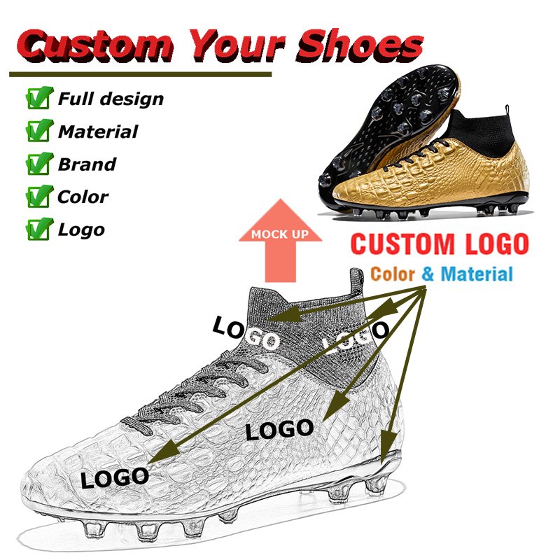 Design Football Boots For Men Custom Sneakers Zapatos Futbol Turf Outdoor Football Shoes Chuteira Futsal Indoor Kids Soccer Shoe
