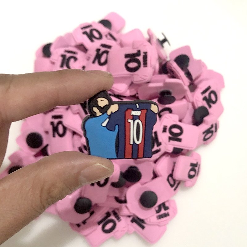 Popular PVC Football player Clogs Charm Footballer Shoe Decorations football Soccer Star Shoe Charms For Men Boys Fan