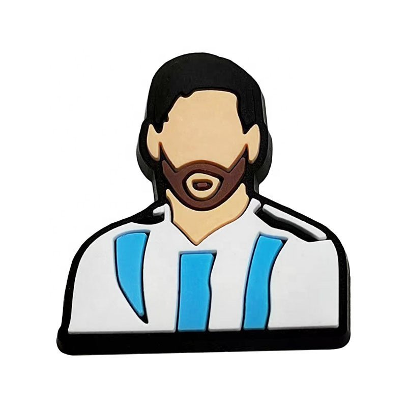 Popular PVC Football player Clogs Charm Footballer Shoe Decorations football Soccer Star Shoe Charms For Men Boys Fan
