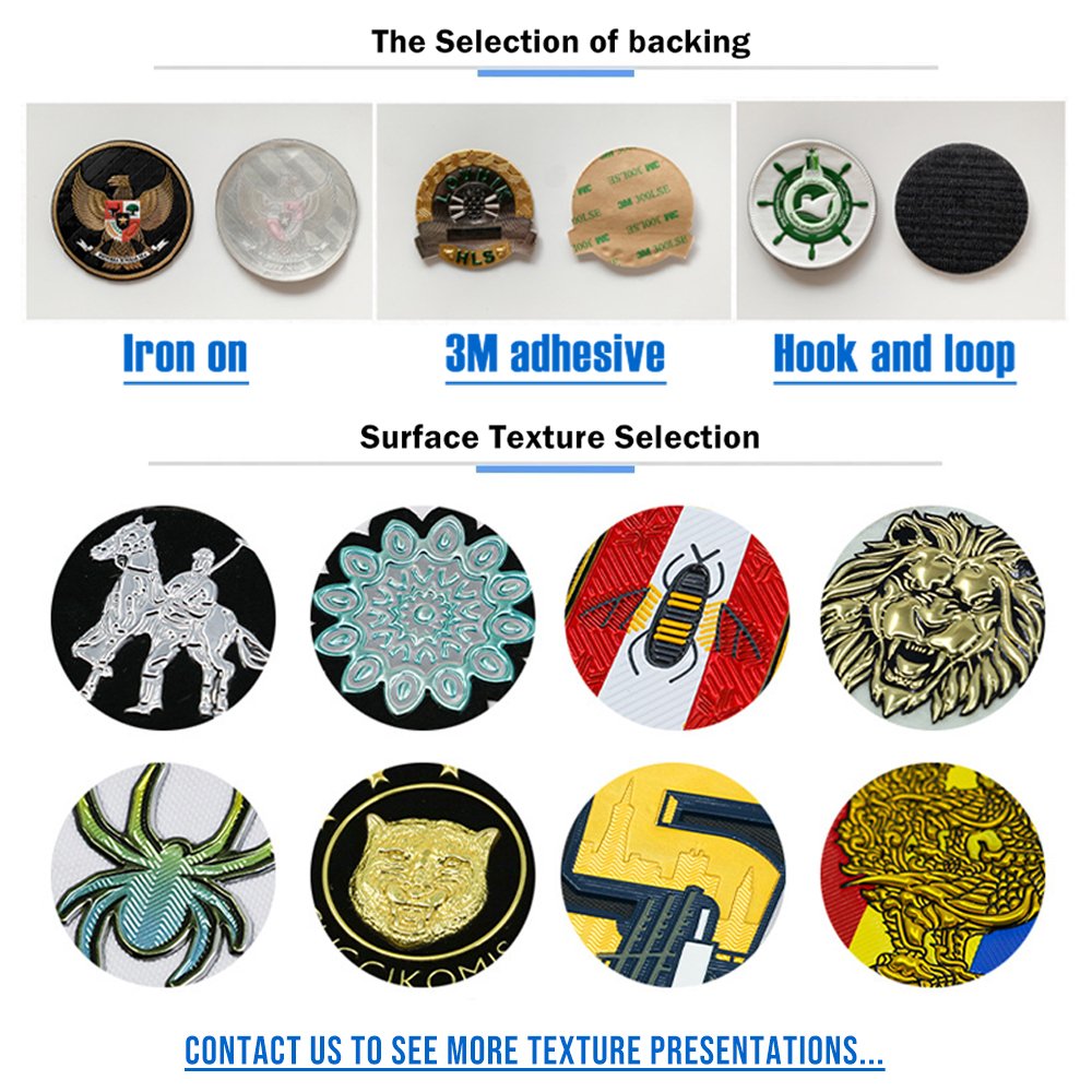 Factory Custom Uniform 3D Embossed TPU Hook And Loop Metallic Logo Badges Heat Transfer Labels Soft High Frequency TPU Patches