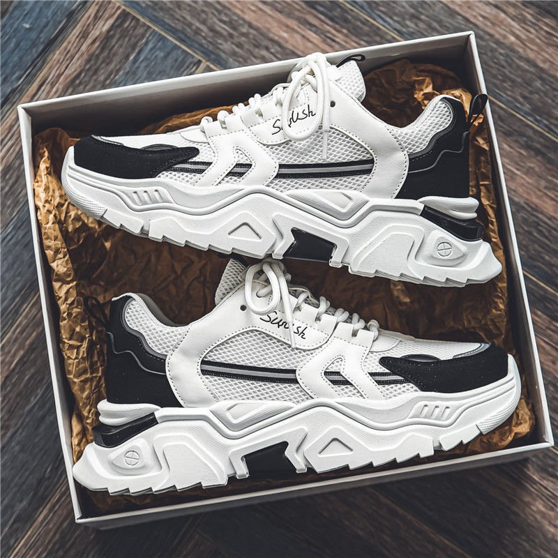 2024 new fashion men's casual sports shoes soft sole wear-resistant anti-slip sports skateboard shoes lace-up walking shoes