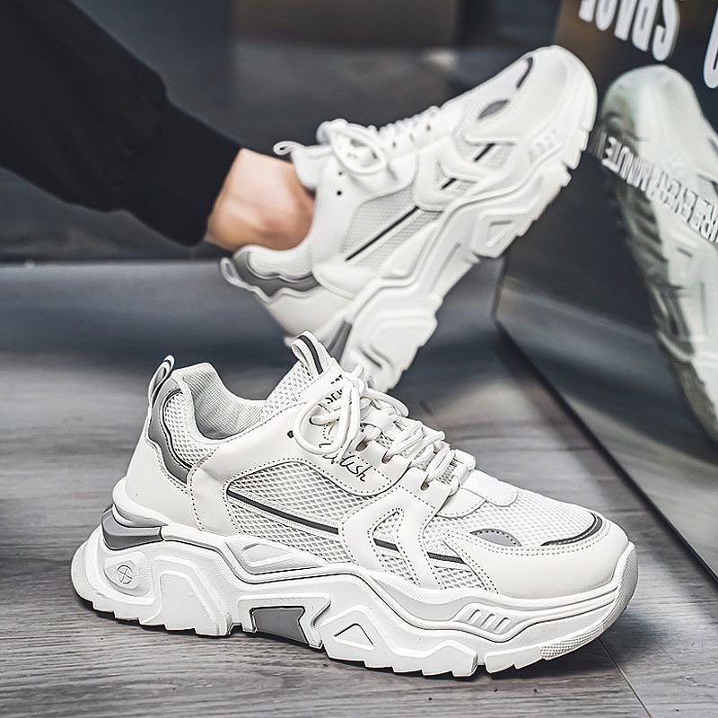 2024 new fashion men's casual sports shoes soft sole wear-resistant anti-slip sports skateboard shoes lace-up walking shoes