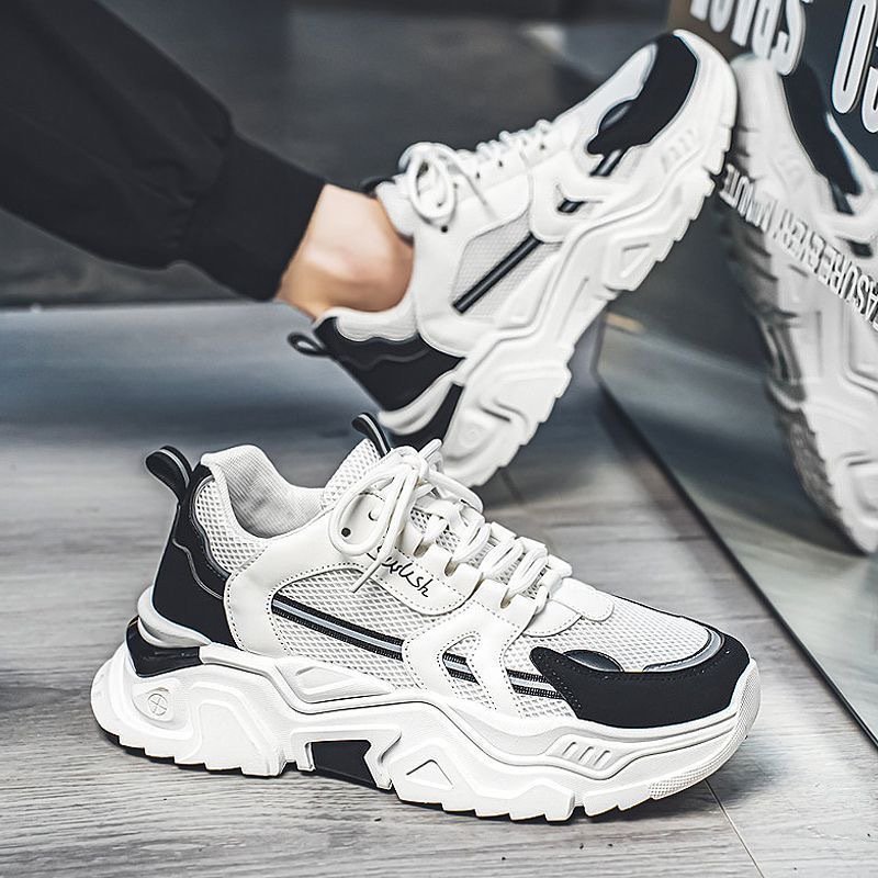 2024 new fashion men's casual sports shoes soft sole wear-resistant anti-slip sports skateboard shoes lace-up walking shoes