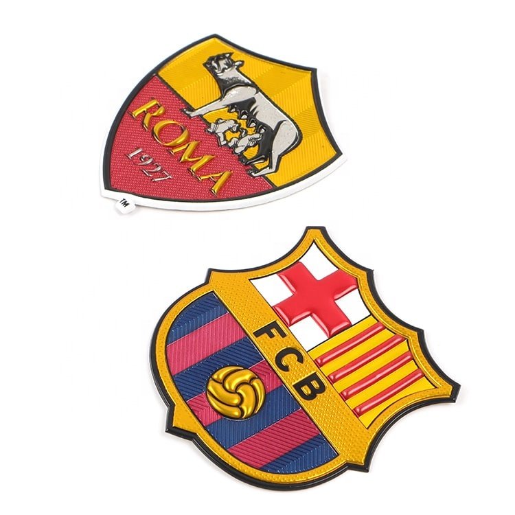 Gold Plating Embossed 3D Logo Name TPU Football Sport Jersey Patch for Soccer Jersey Tpu Patch Custom Tpu Logo