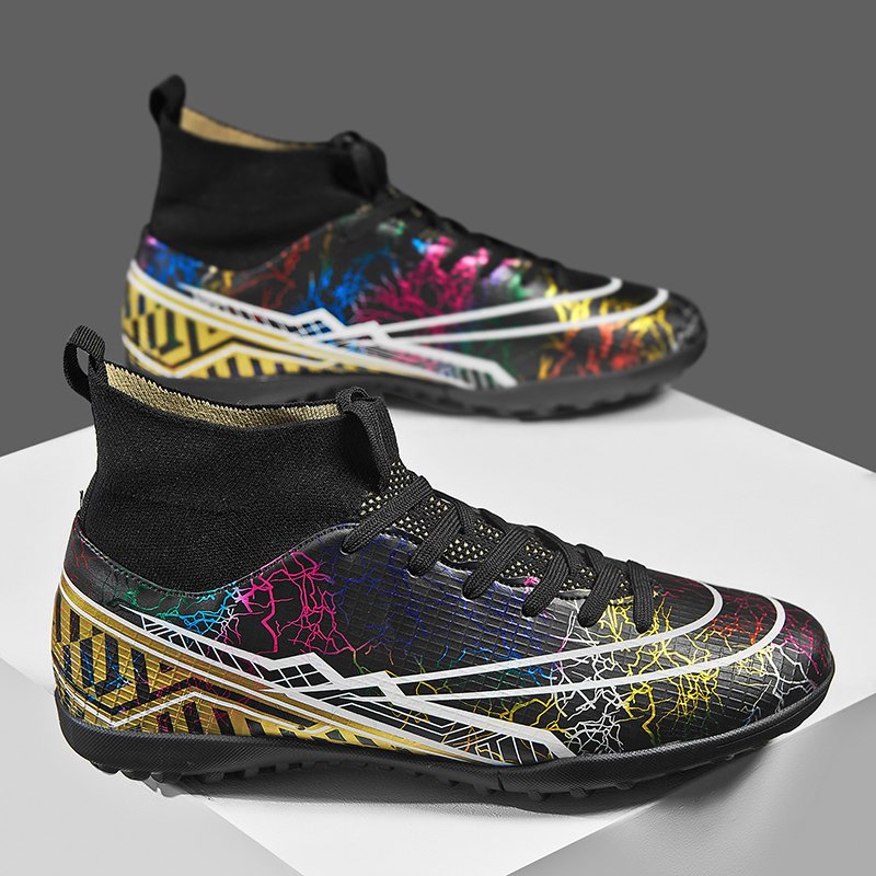 2024 hot sale New high ankle sports turf futsal indoor soccer shoes cheap rubber sole football boots for men
