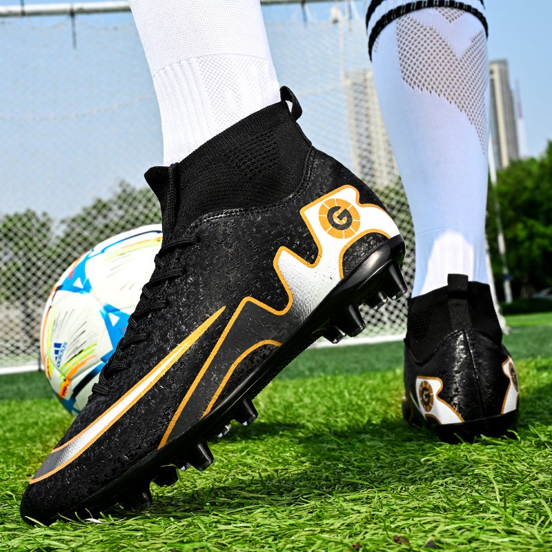 OEM/ODM customize new sport futsal black leather soccer football indoor shoes
