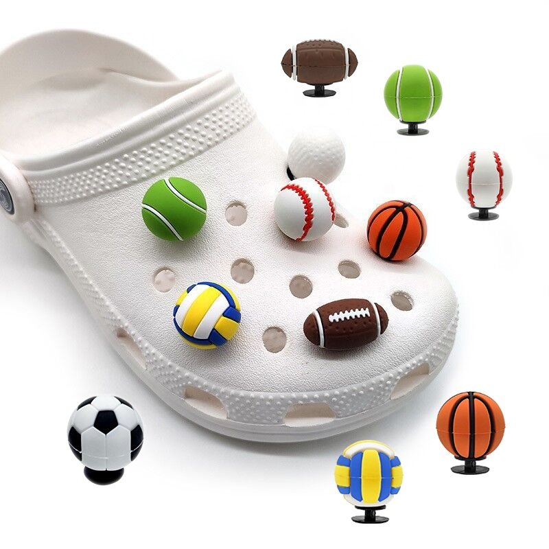 3D Balls Charms 3D Basketball Shoes Accessories Football Shoe Decorations For Men Kids Clog Charms