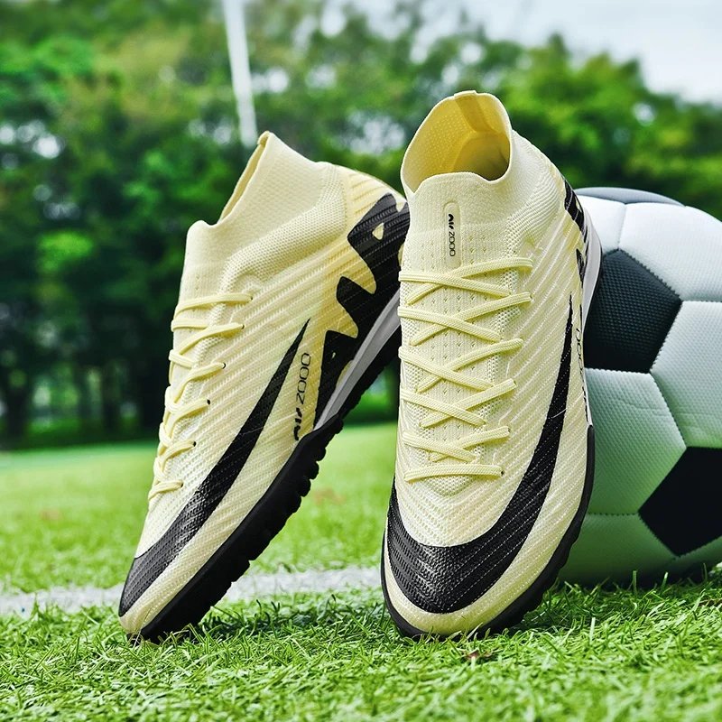 FG Outsole Men's Football Shoes Outdoor Lawn Special Long Cleats High Top Team Sports Football Boots Wear Resistance Size 36-45