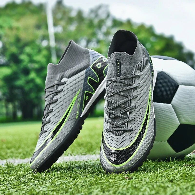 FG Outsole Men's Football Shoes Outdoor Lawn Special Long Cleats High Top Team Sports Football Boots Wear Resistance Size 36-45