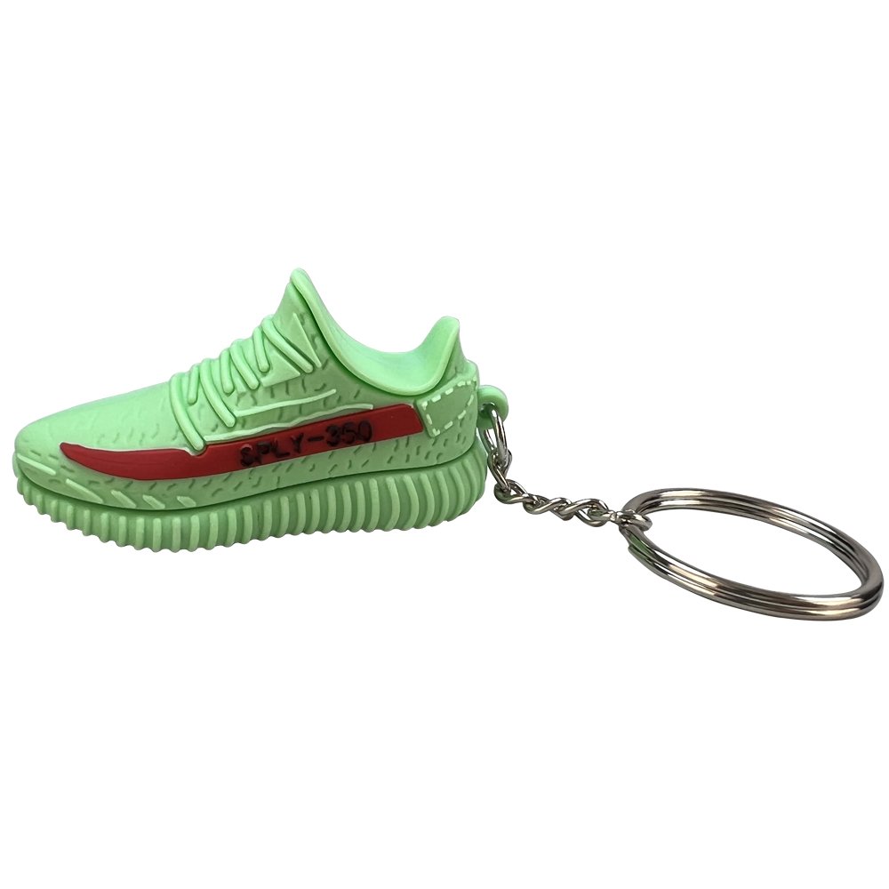Pvc 3D Mini Shoes Soccer Shoe Keychain Green Color Shoes Charm Keychain