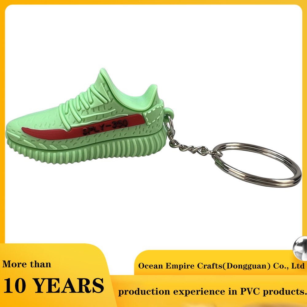 Pvc 3D Mini Shoes Soccer Shoe Keychain Green Color Shoes Charm Keychain