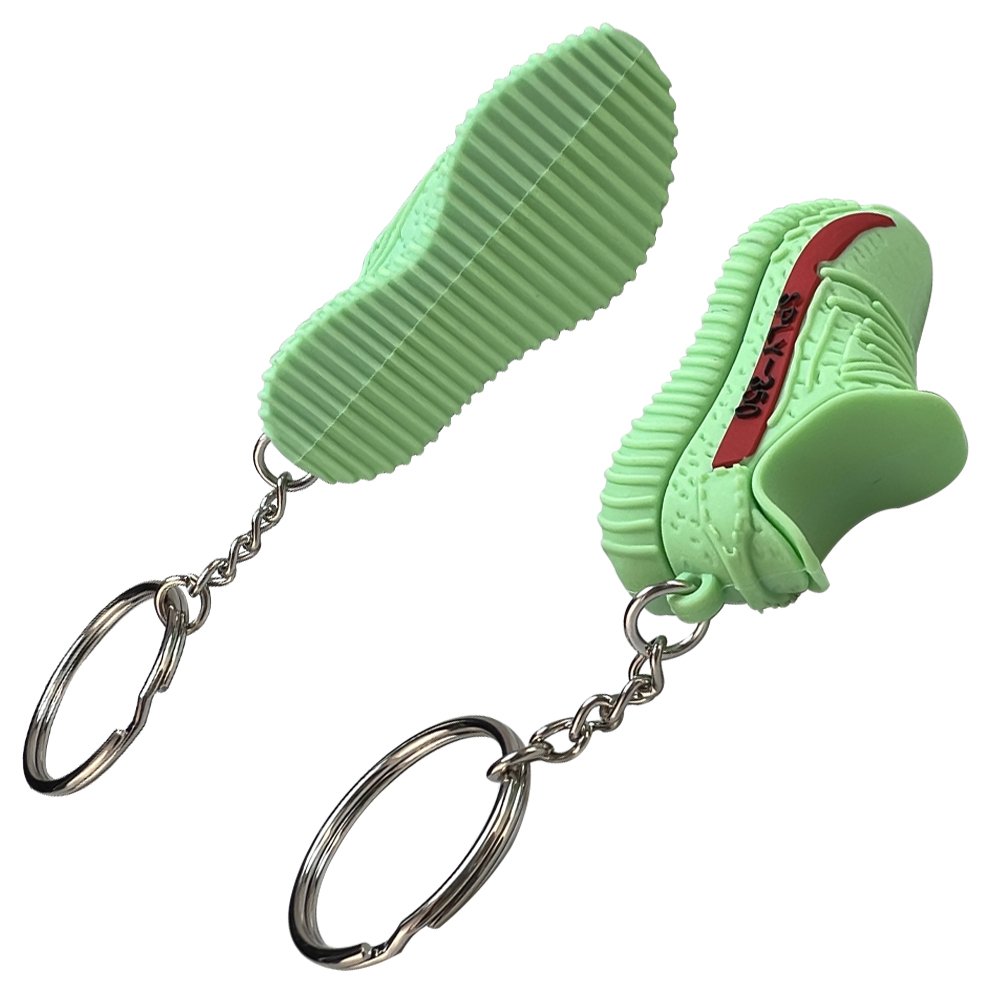 Pvc 3D Mini Shoes Soccer Shoe Keychain Green Color Shoes Charm Keychain