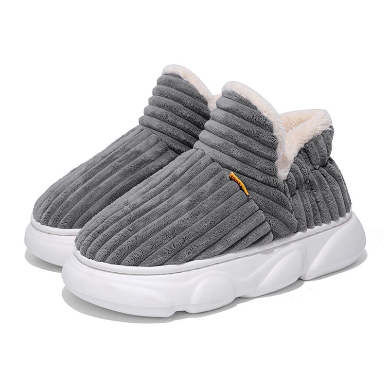 Wholesale Hot Selling Winter Cotton High-Top Furry Slippers Thick-Soled Chunky Design Non-Slip Plush Fur Shoes for Couples