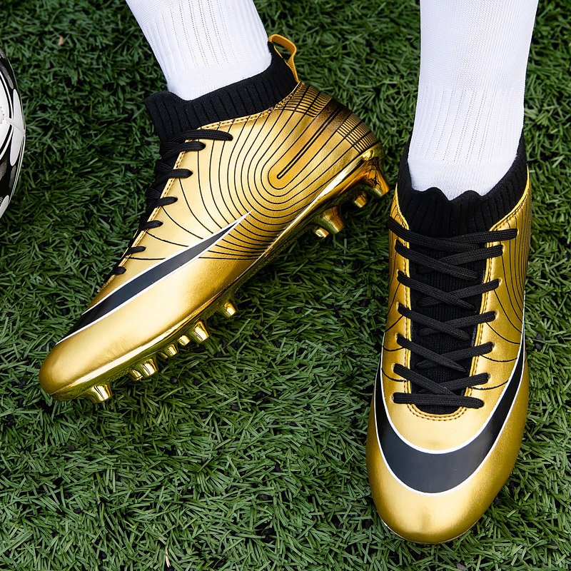 Professional Unisex Soccer Shoes Long Spikes TF Ankle Football Boots Outdoor Grass Cleats Football Shoes Eu size 34-44