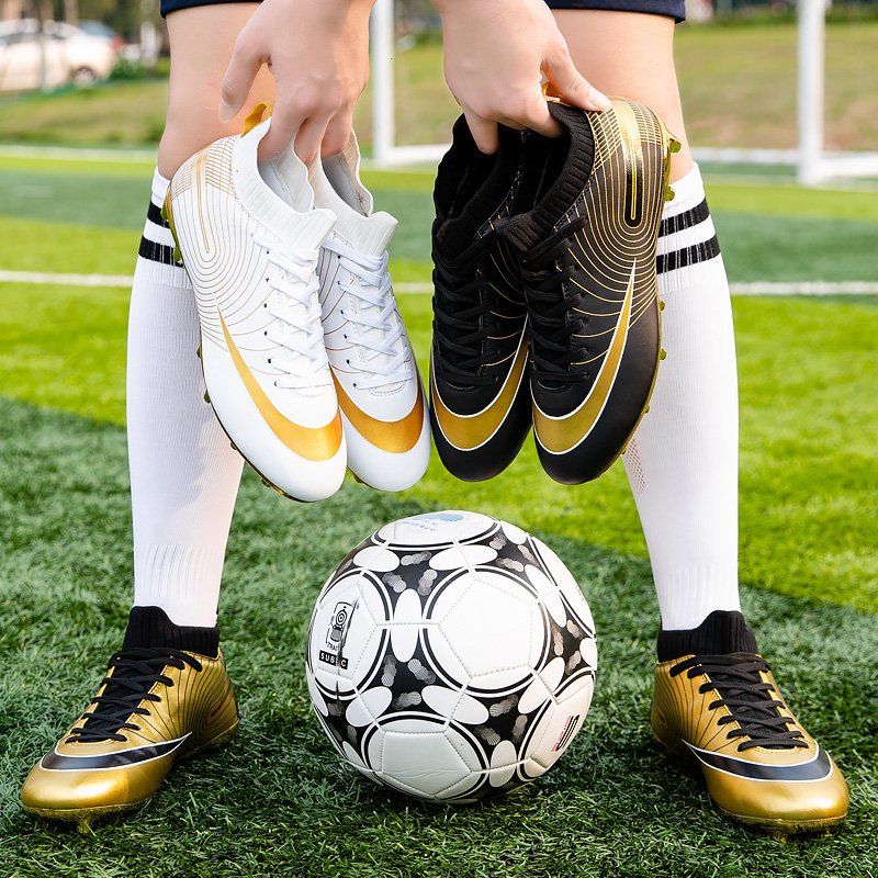Professional Unisex Soccer Shoes Long Spikes TF Ankle Football Boots Outdoor Grass Cleats Football Shoes Eu size 34-44