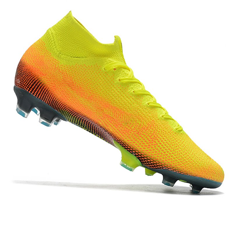 Popular Green football shoes outdoor training fustsal FG spikes High ankle soccer cleats mens sport shoes