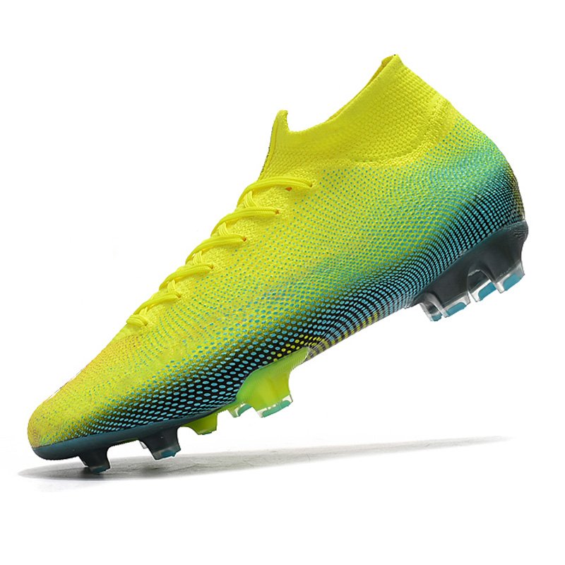 Popular Green football shoes outdoor training fustsal FG spikes High ankle soccer cleats mens sport shoes