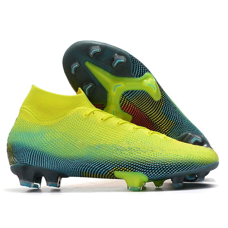 Popular Green football shoes outdoor training fustsal FG spikes High ankle soccer cleats mens sport shoes