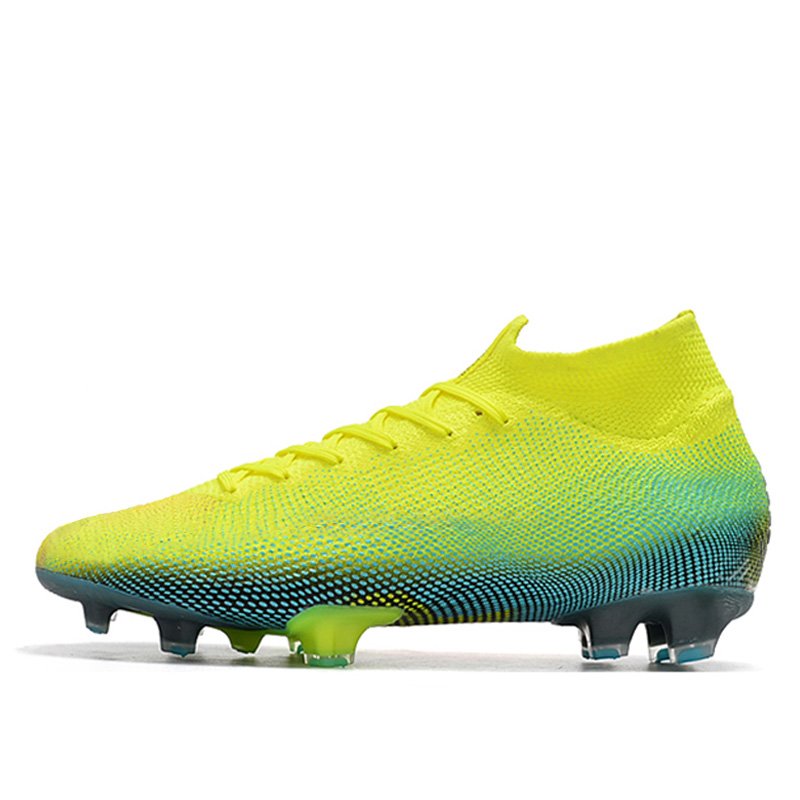 Popular Green football shoes outdoor training fustsal FG spikes High ankle soccer cleats mens sport shoes