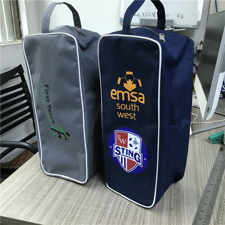 Custom Strong Durable Portable Shoe Storage Dust Bag Outdoor Waterproof Polyester Travel Sport Gym Soccer Golf Zipper Shoe Bag