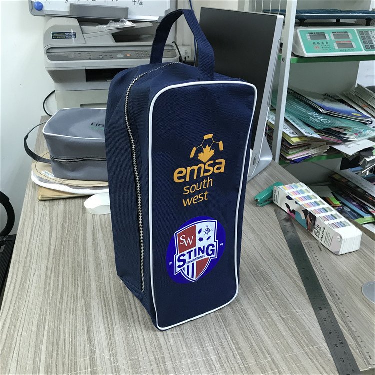 Custom Strong Durable Portable Shoe Storage Dust Bag Outdoor Waterproof Polyester Travel Sport Gym Soccer Golf Zipper Shoe Bag