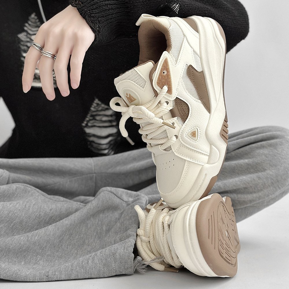 2024 autumn new men's fashion casual sports shoes soft sole increase sports skateboard shoes lace-up walking shoes